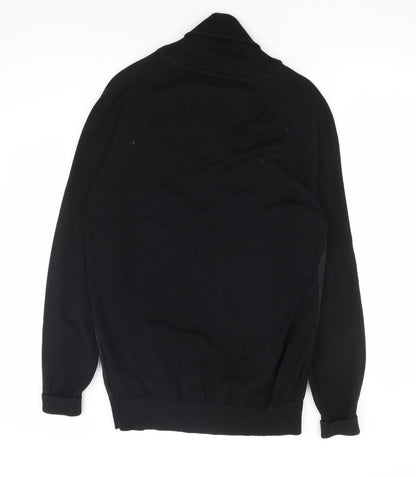 NEXT Mens Black Round Neck Cotton Henley Jumper Size M