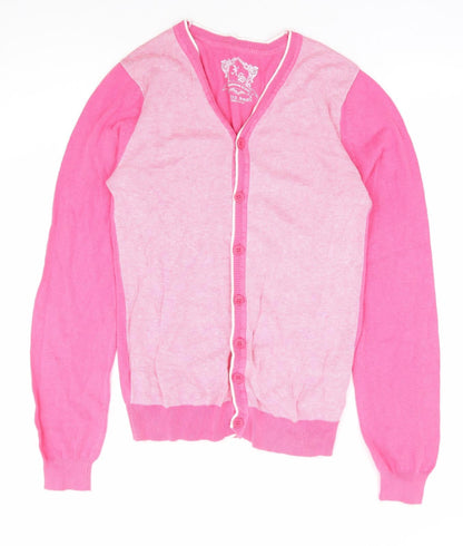 Primark Womens Pink V-Neck 100% Cotton Cardigan Jumper Size XS