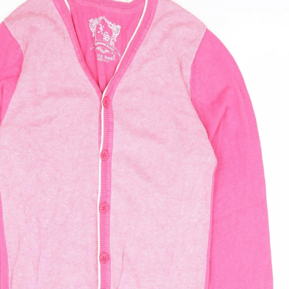 Primark Womens Pink V-Neck 100% Cotton Cardigan Jumper Size XS