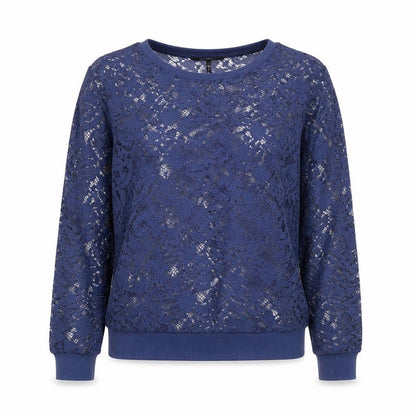 George Womens Blue Floral Polyester Pullover Sweatshirt Size S Pullover