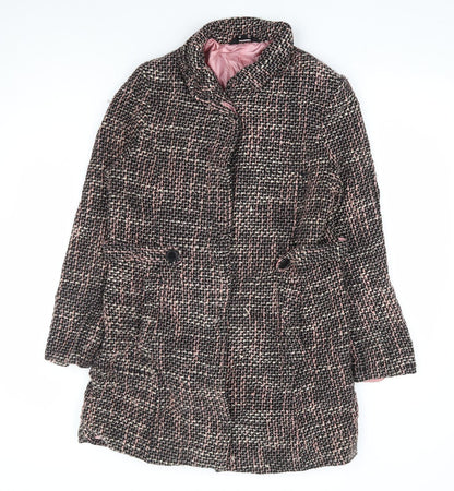 Nikita Womens Pink Check Overcoat Coat Size L Button