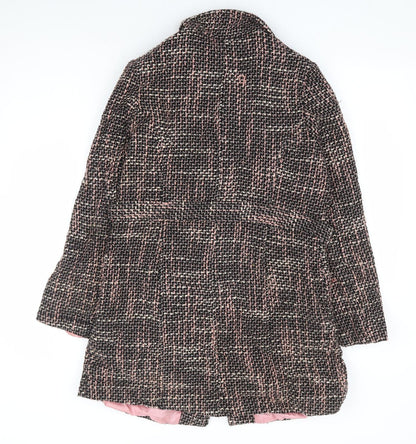 Nikita Womens Pink Check Overcoat Coat Size L Button