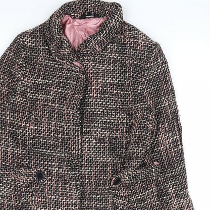 Nikita Womens Pink Check Overcoat Coat Size L Button