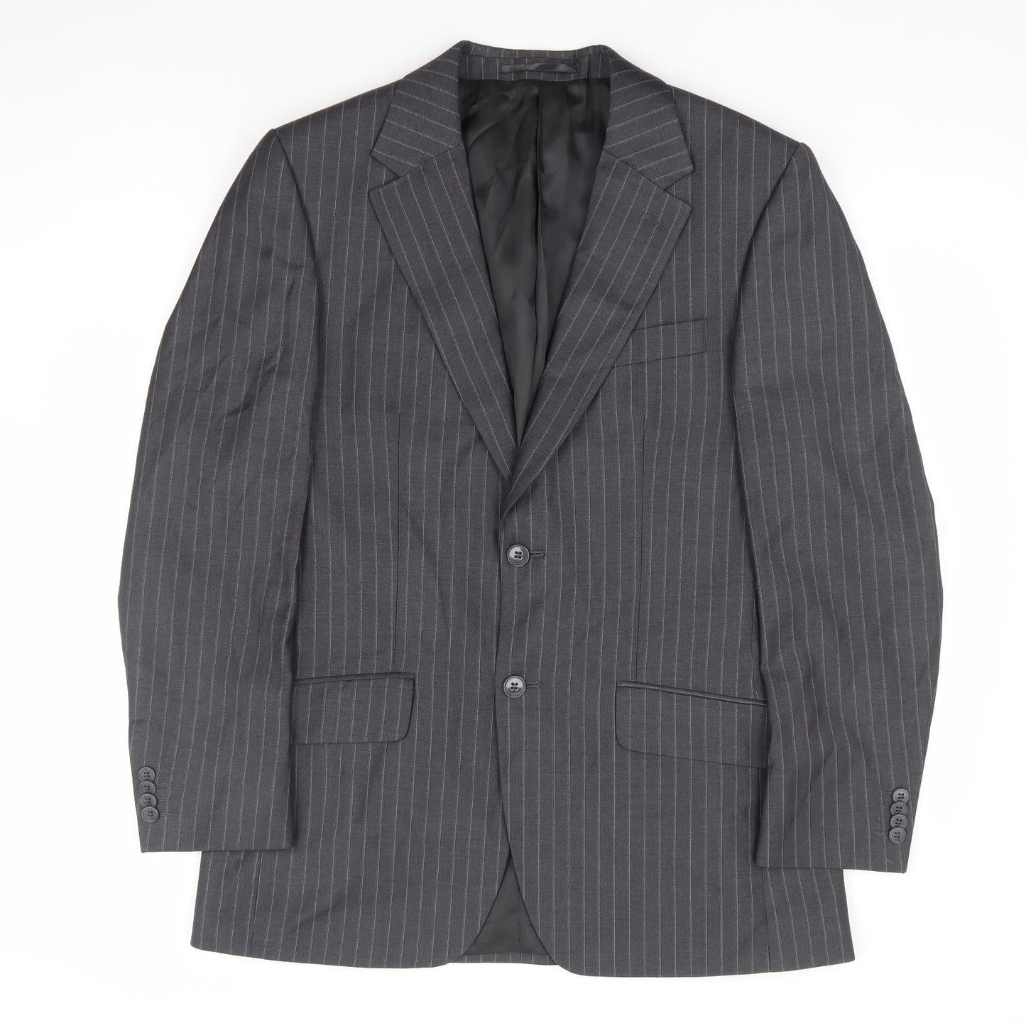 F&F Mens Grey Striped Polyester Jacket Suit Jacket Size 38