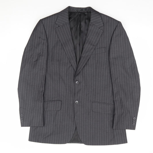 F&F Mens Grey Striped Polyester Jacket Suit Jacket Size 38