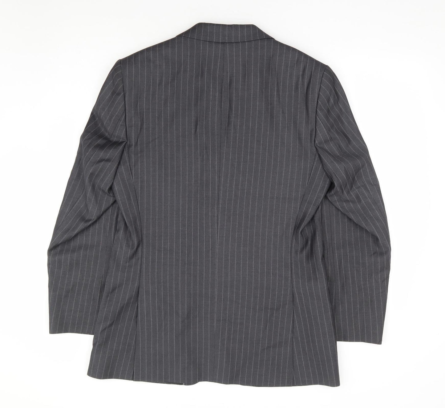 F&F Mens Grey Striped Polyester Jacket Suit Jacket Size 38