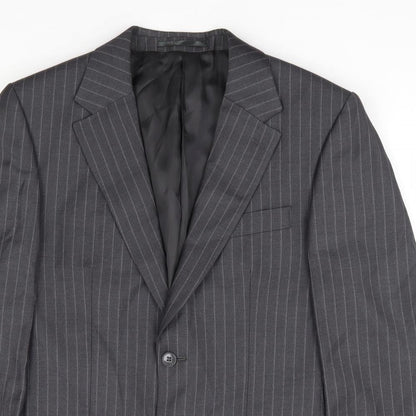 F&F Mens Grey Striped Polyester Jacket Suit Jacket Size 38