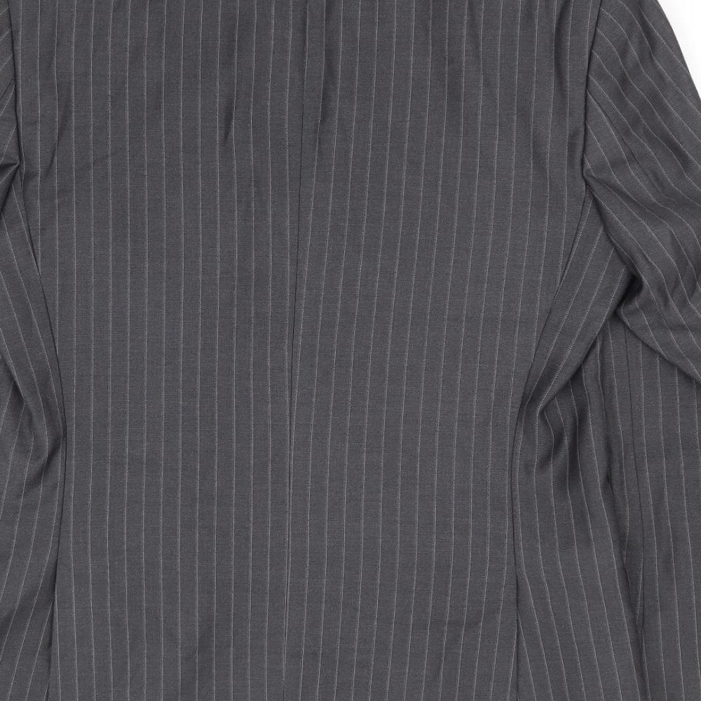 F&F Mens Grey Striped Polyester Jacket Suit Jacket Size 38