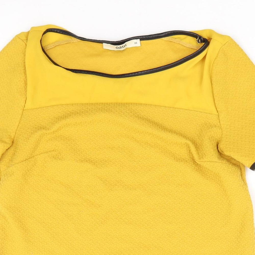 Womens UK Size XS Oasis Yellow Basic T-Shirt