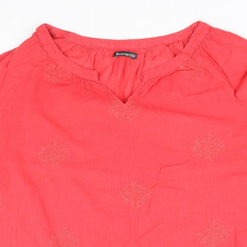 Womens UK Size 14 Bonmarché Red Jersey Blouse