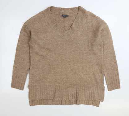 Primark Womens Brown V-Neck Acrylic Pullover Jumper Size XS