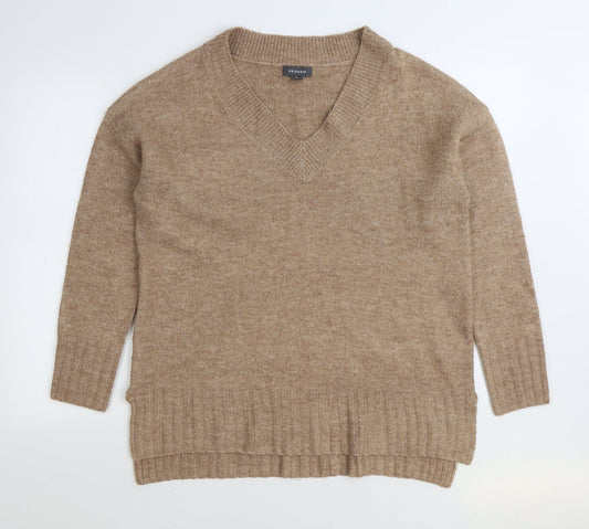 Primark Womens Brown V-Neck Acrylic Pullover Jumper Size XS
