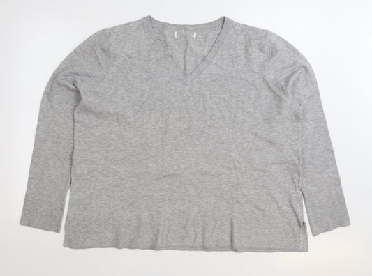 Primark Womens Grey V-Neck Polyester Pullover Jumper Size XL