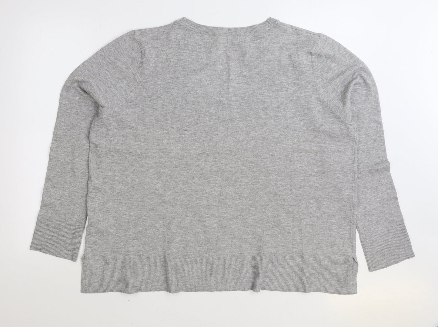 Primark Womens Grey V-Neck Polyester Pullover Jumper Size XL