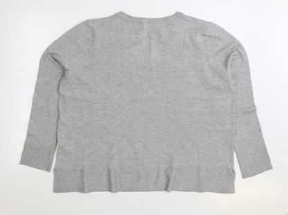 Primark Womens Grey V-Neck Polyester Pullover Jumper Size XL