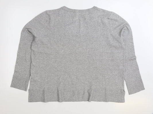 Primark Womens Grey V-Neck Polyester Pullover Jumper Size XL