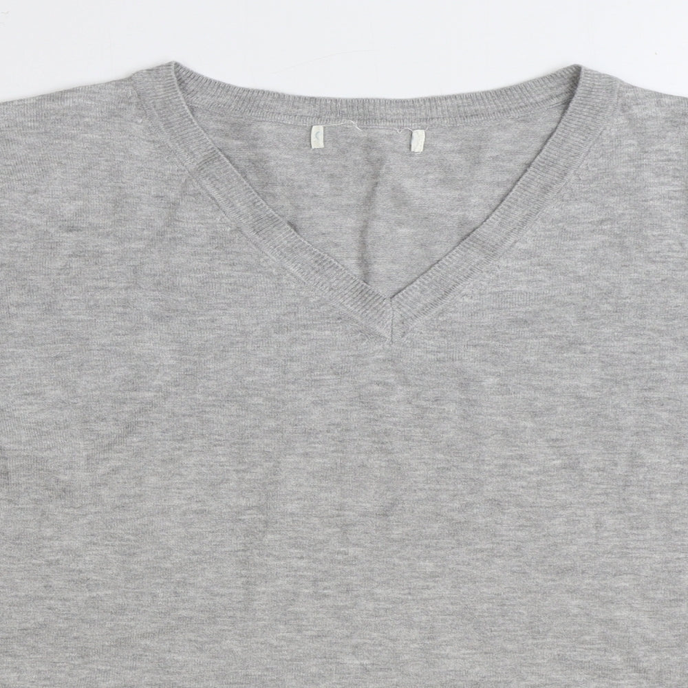 Primark Womens Grey V-Neck Polyester Pullover Jumper Size XL