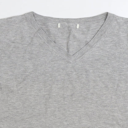 Primark Womens Grey V-Neck Polyester Pullover Jumper Size XL