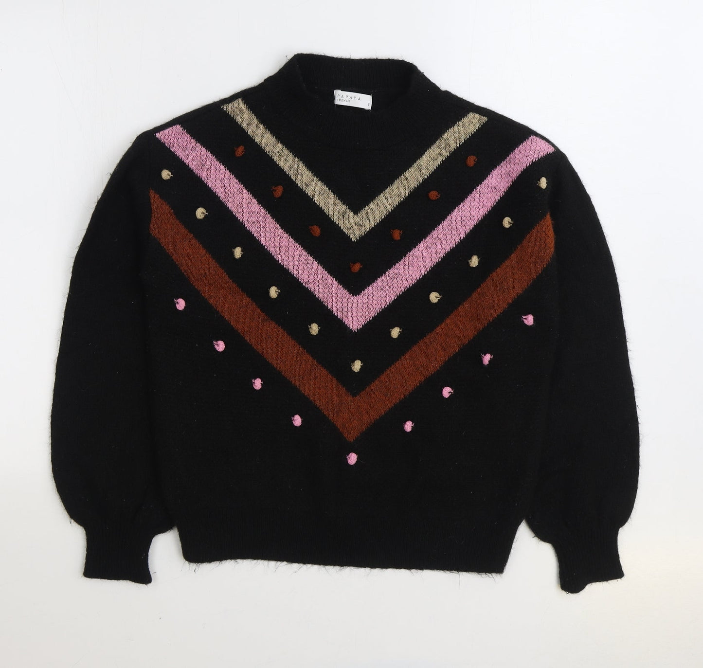 Womens UK Size S Papaya Black Pullover Jumper