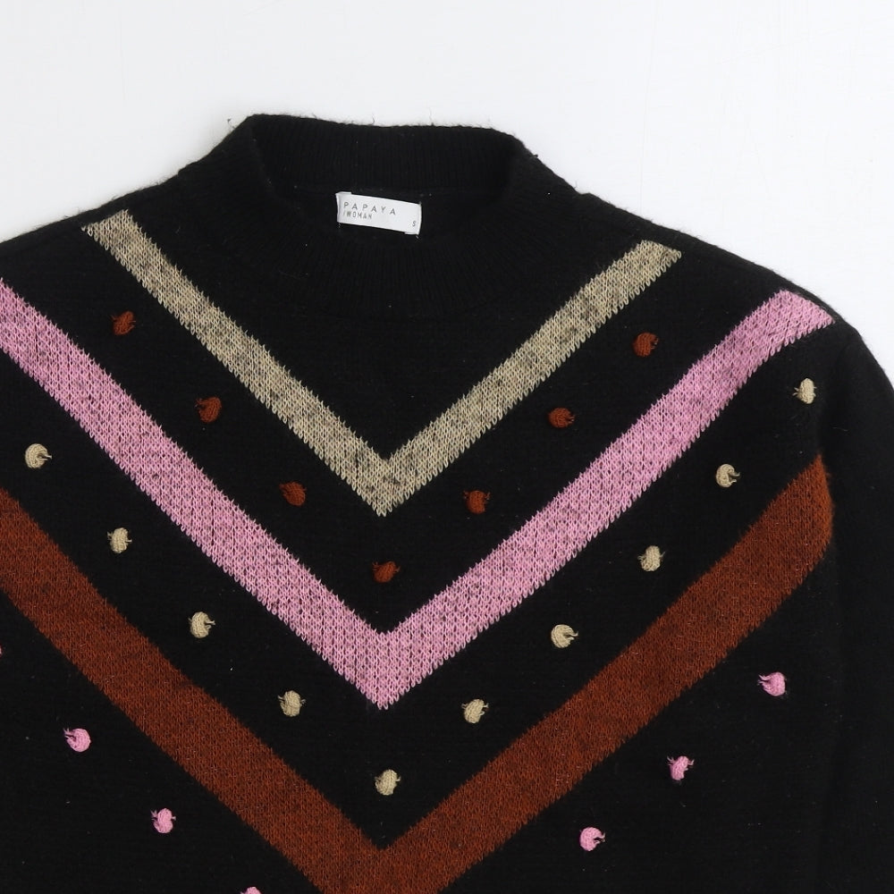 Womens UK Size S Papaya Black Pullover Jumper