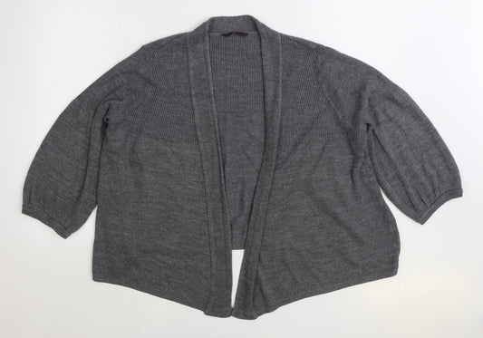 Evans Womens Grey V-Neck Acrylic Cardigan Jumper Size M