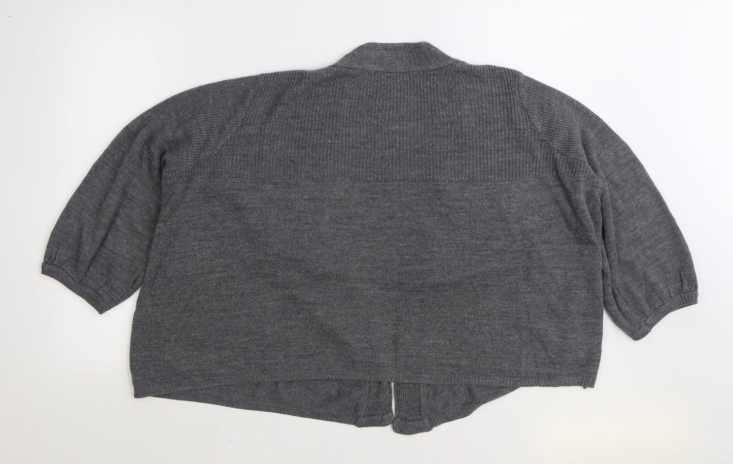 Evans Womens Grey V-Neck Acrylic Cardigan Jumper Size M