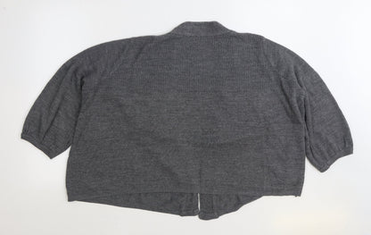 Evans Womens Grey V-Neck Acrylic Cardigan Jumper Size M