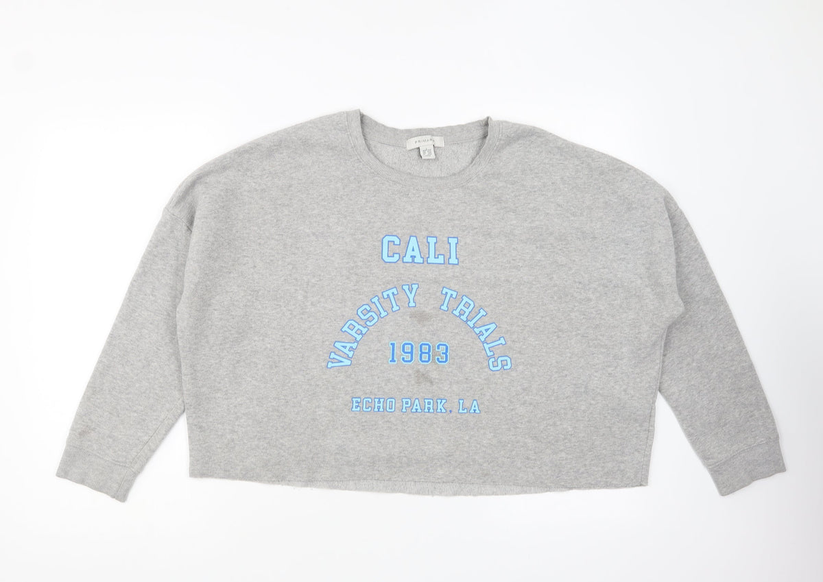 Primark Womens Grey Cotton Pullover Sweatshirt Size L Pullover - Cali Varsity Training