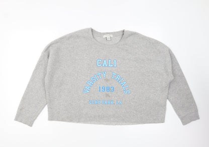 Primark Womens Grey Cotton Pullover Sweatshirt Size L Pullover - Cali Varsity Training