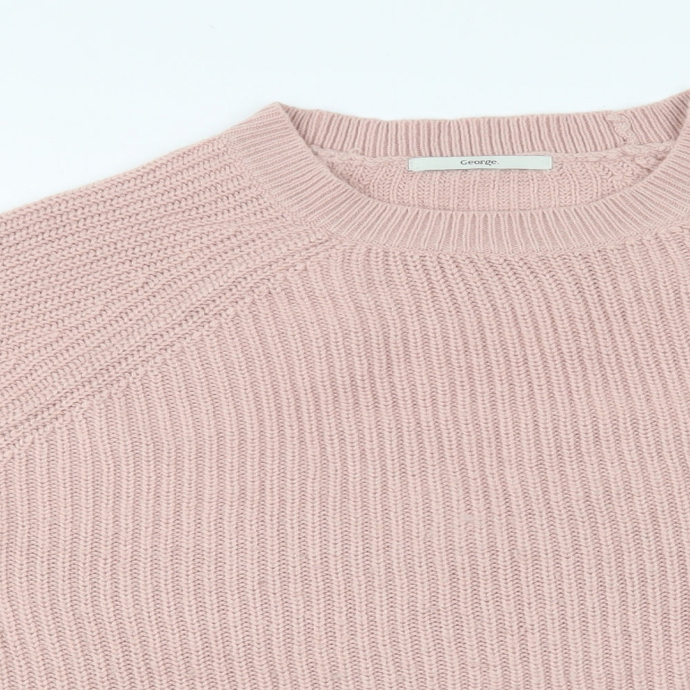 George Womens Pink Round Neck Acrylic Pullover Jumper Size 22