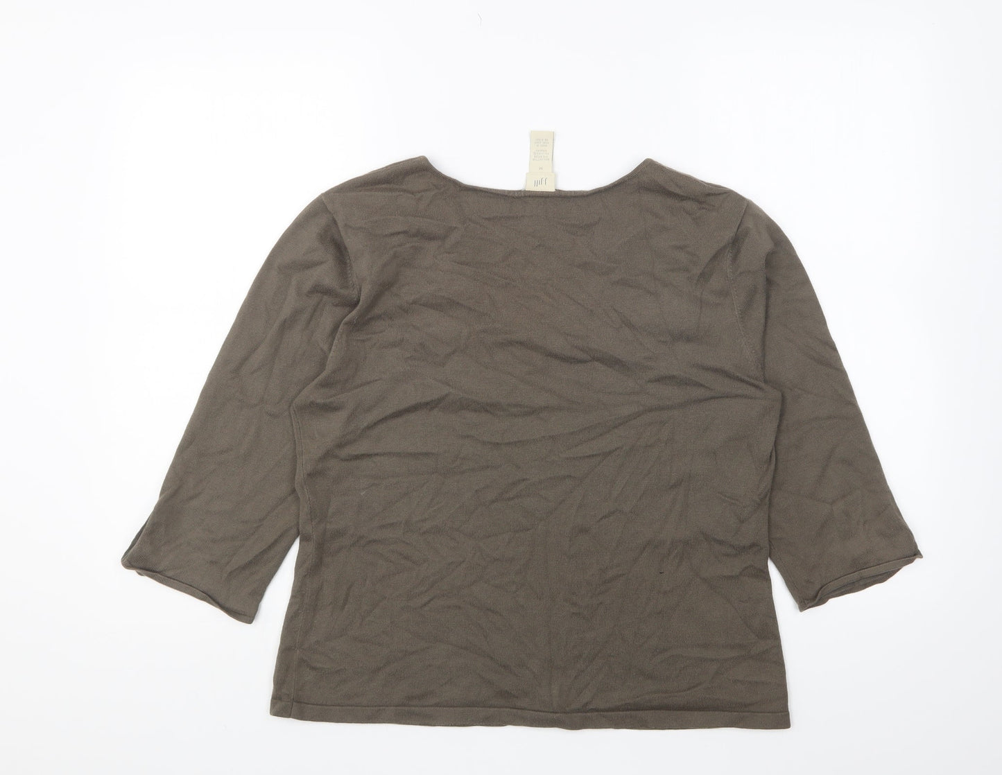 J. Jill Womens Brown V-Neck Cotton Pullover Jumper Size M