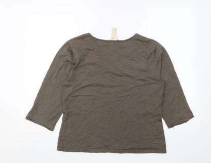 J. Jill Womens Brown V-Neck Cotton Pullover Jumper Size M