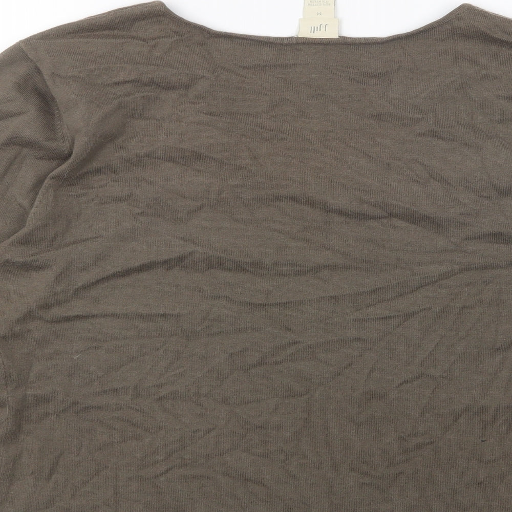 J. Jill Womens Brown V-Neck Cotton Pullover Jumper Size M