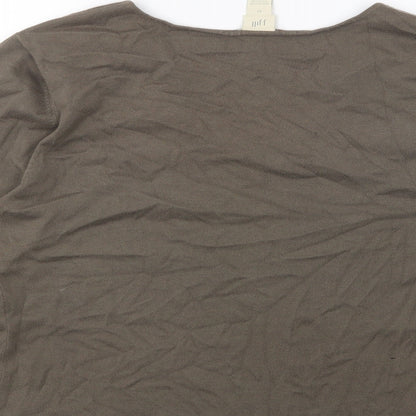 J. Jill Womens Brown V-Neck Cotton Pullover Jumper Size M