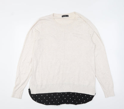F&F Womens Ivory Round Neck Polka Dot Viscose Pullover Jumper Size 14