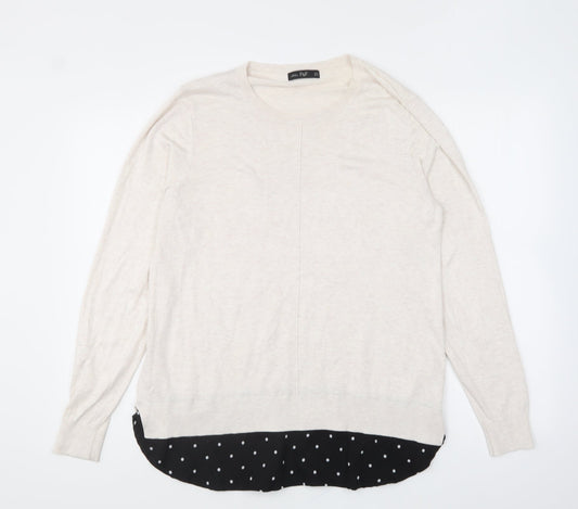 F&F Womens Ivory Round Neck Polka Dot Viscose Pullover Jumper Size 14