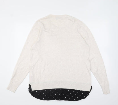 F&F Womens Ivory Round Neck Polka Dot Viscose Pullover Jumper Size 14