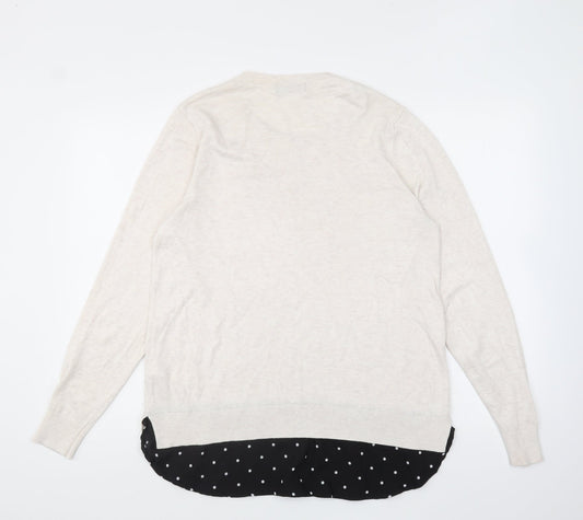 F&F Womens Ivory Round Neck Polka Dot Viscose Pullover Jumper Size 14