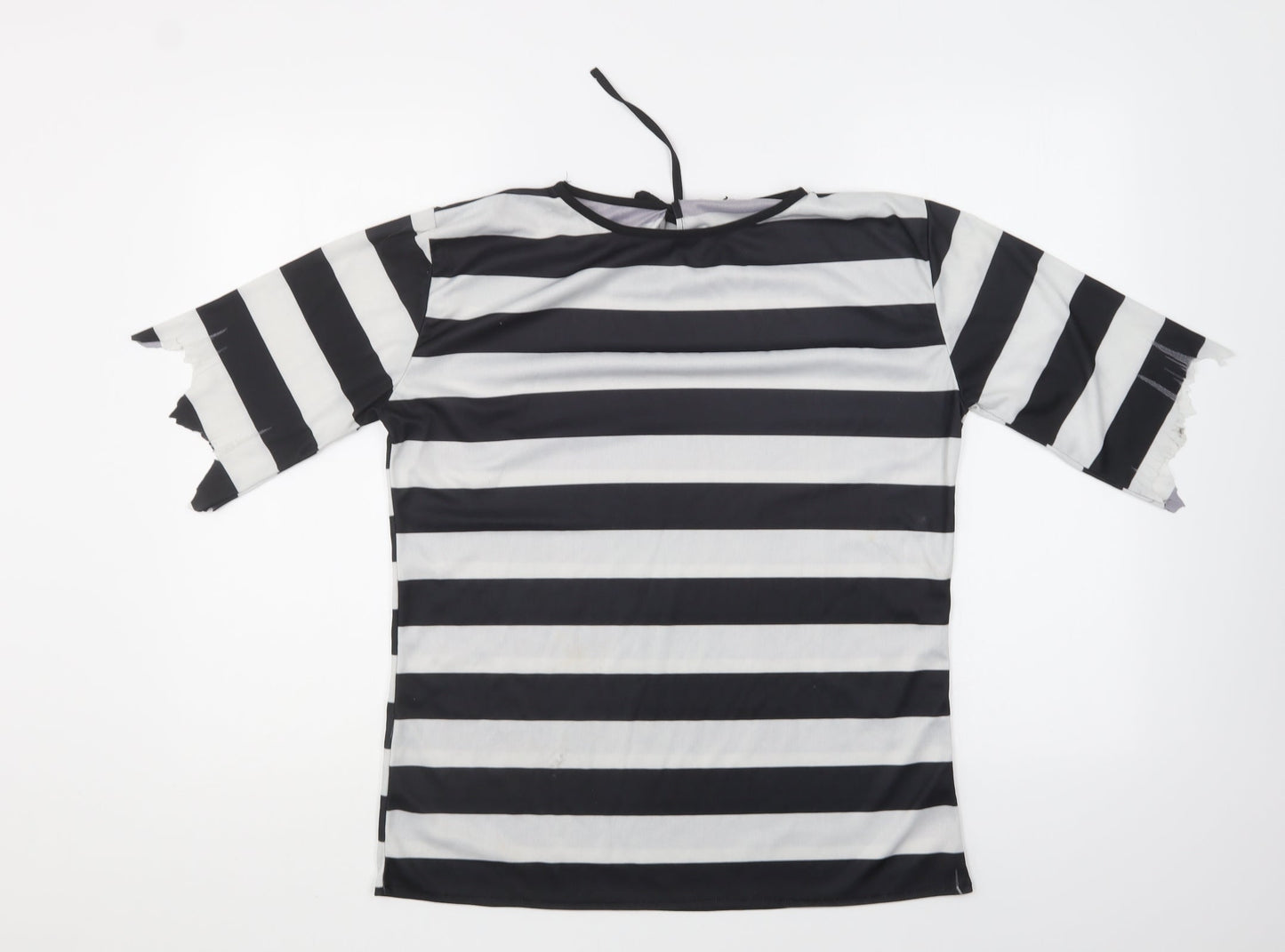 Preworn Mens Black Striped Polyester T-Shirt One Size Round Neck - Thief Fancy Dress