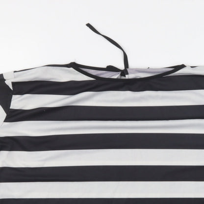 Preworn Mens Black Striped Polyester T-Shirt One Size Round Neck - Thief Fancy Dress