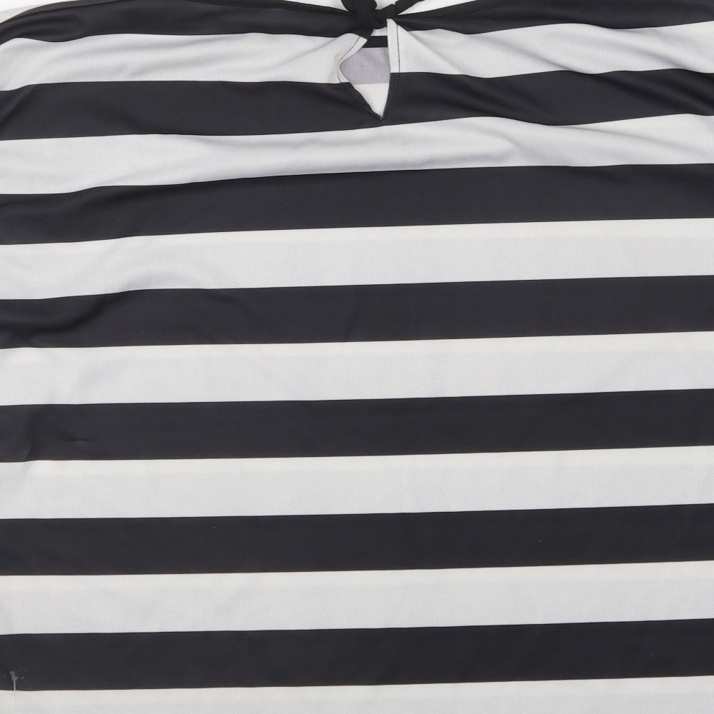 Preworn Mens Black Striped Polyester T-Shirt One Size Round Neck - Thief Fancy Dress
