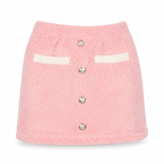 SheIn Girls Pink Polyester Mini Skirt Size 10 Years Regular Button