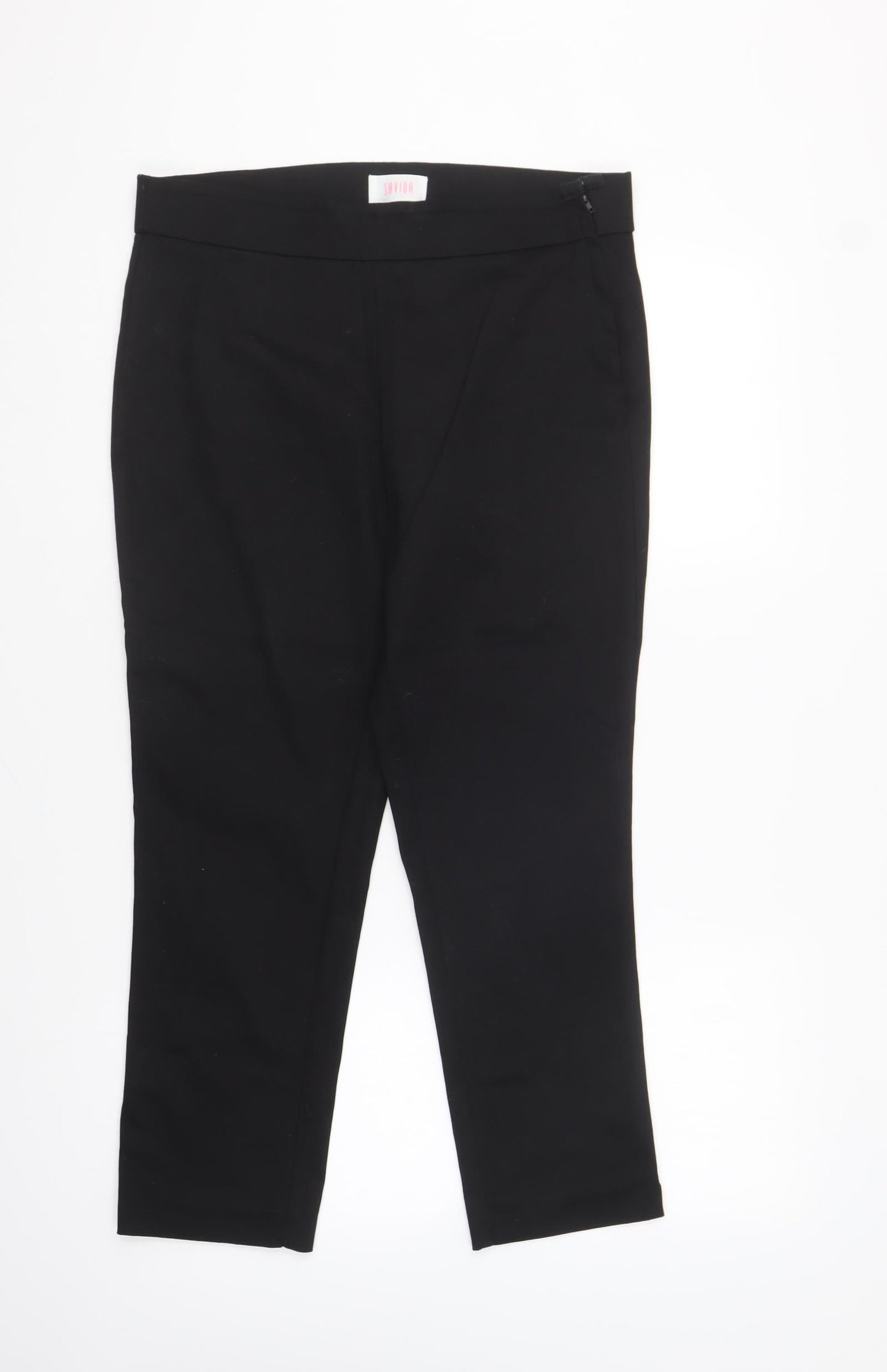 Womens UK Size 12 Savida Regular Fit Capri Black Trousers