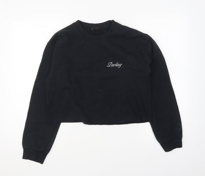 Topshop Womens Black Cotton Pullover Sweatshirt Size S Pullover - Darling
