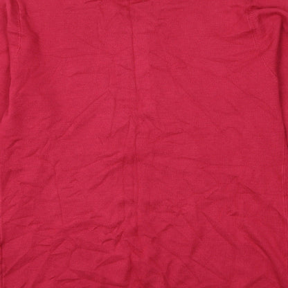 BASSINI Womens Pink Round Neck Argyle/Diamond Viscose Pullover Jumper Size S