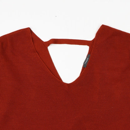 Primark Womens Orange V-Neck Polyester Pullover Jumper Size 12