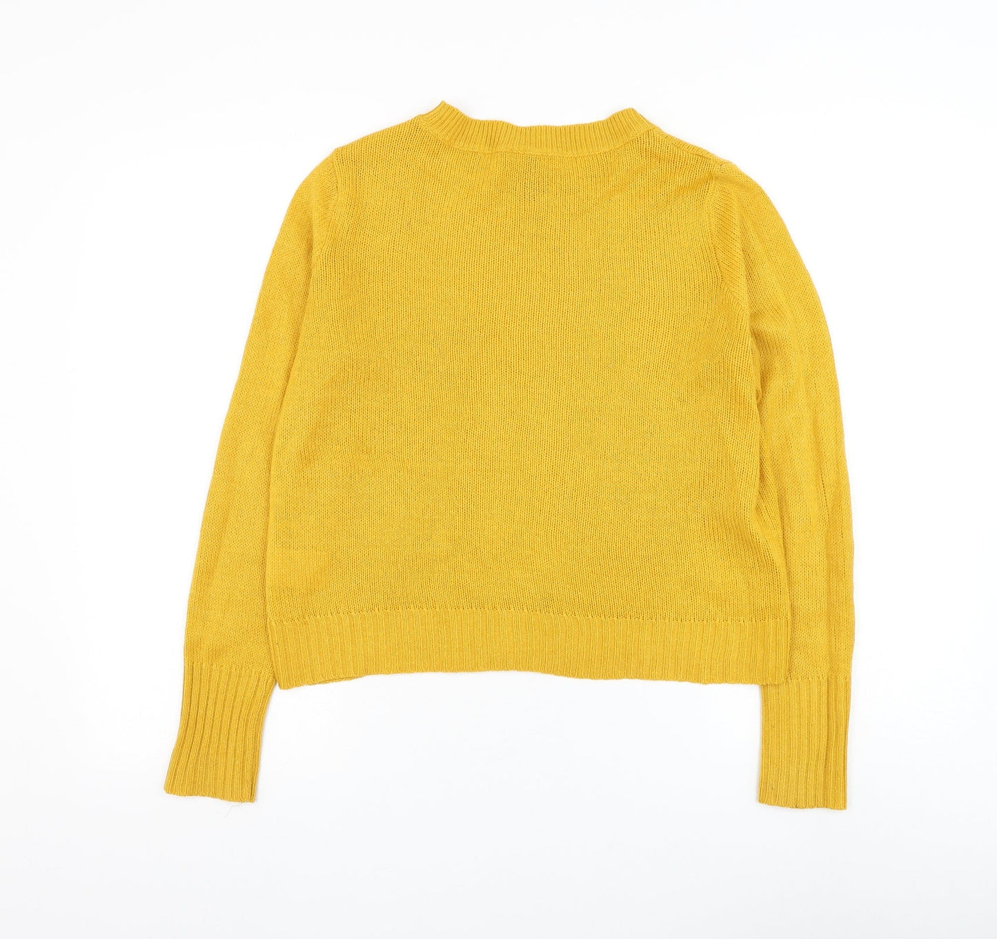 Divided by H&M Womens Yellow Round Neck Acrylic Pullover Jumper Size XS