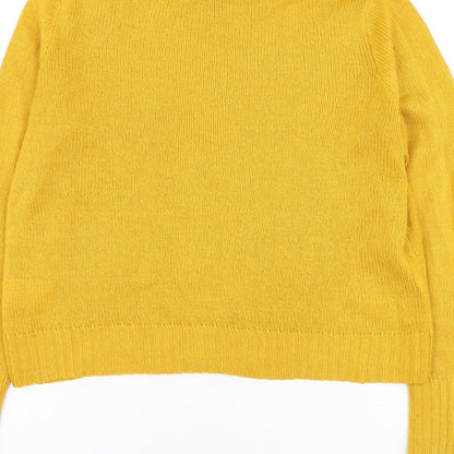 Divided by H&M Womens Yellow Round Neck Acrylic Pullover Jumper Size XS