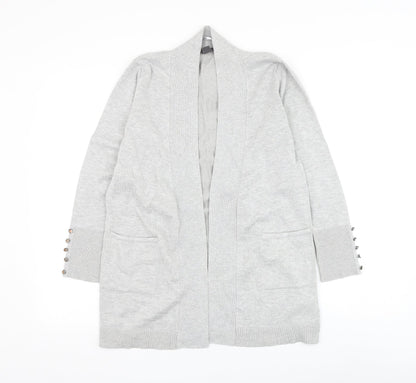 Primark Womens Grey V-Neck Viscose Cardigan Jumper Size 6
