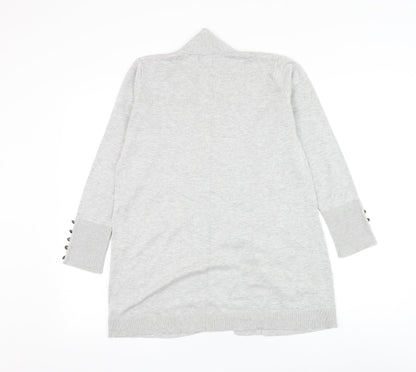 Primark Womens Grey V-Neck Viscose Cardigan Jumper Size 6